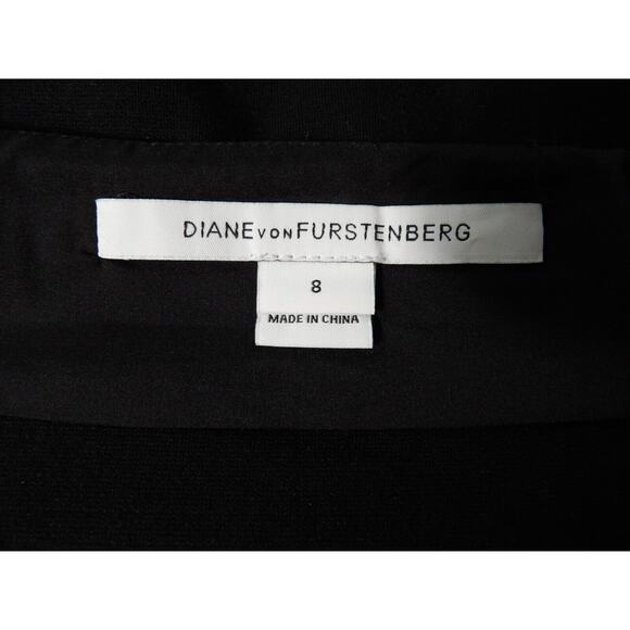 Diane Von Furstenburg Koto Pencil Skirt Sz 8 Black Zip Close Pockets Ponte Knit - Picture 3 of 15